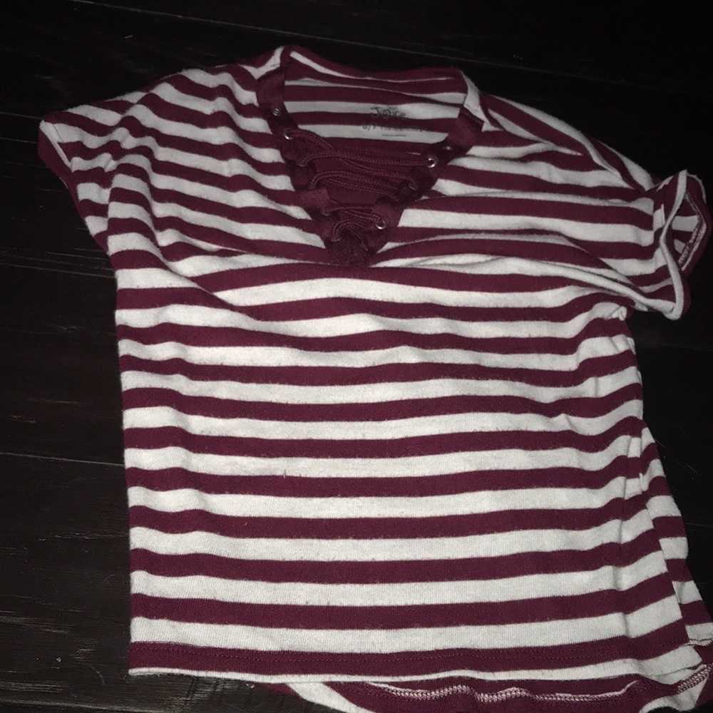 Maroon stripe shirt